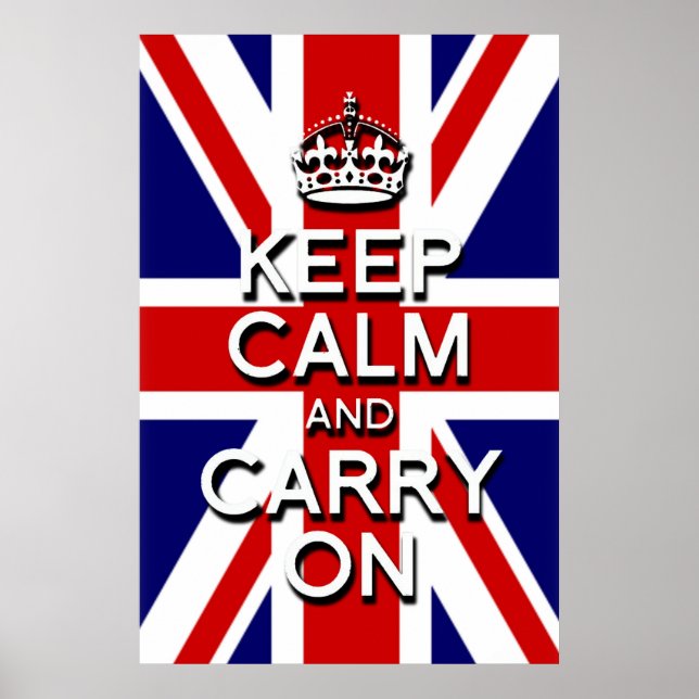 3D Erhöhter Effekt behalte Ruhe auf u.k. Flagge Poster (Vorne)