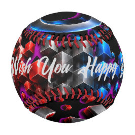 3D explodierende Würfel - Chrom Rot Blau Tech-Kuns Baseball