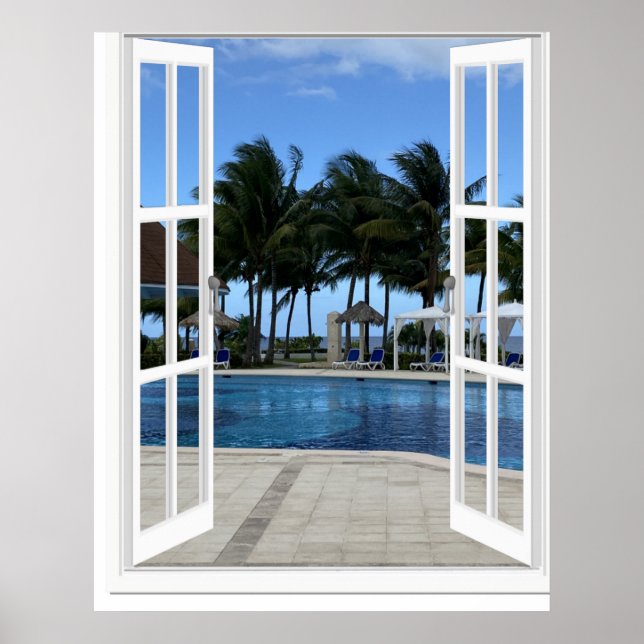 3D Fake Window View Schwimmbad Poster Art (Vorne)