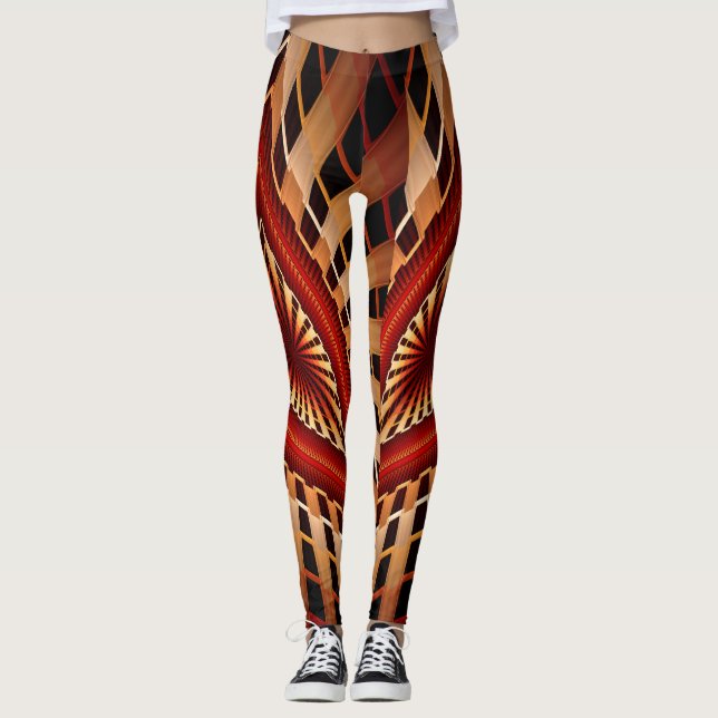 3D Fantasy Network Modern Fraktal Graphic Design Leggings (Vorderseite)