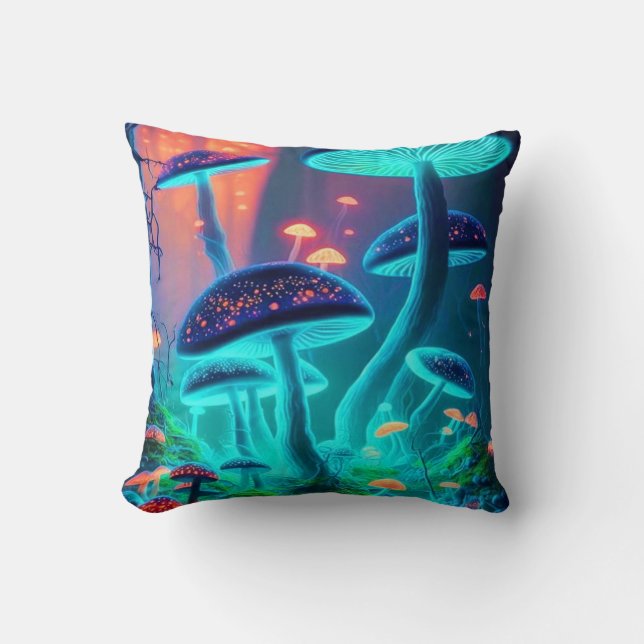 3D-Fantasy-Wald-Grafik-Pilz Kissen (Vorderseite)