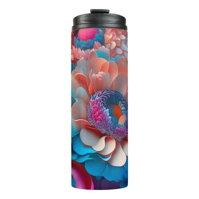 3D Farbenfrohe Bouquet von Blume Thermosbecher (Vorderseite)