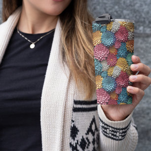3D farbige Zinnia Floral Thermosbecher