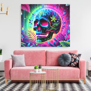3D Farbiger Totenkopf Leinwanddruck