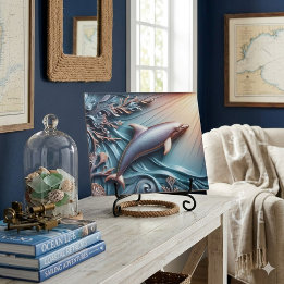 3D-Faux-Metall-Delfin-Ozean-Korallenriff-Keramik Fliese