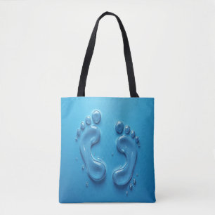 3D Footprint Blue Totbeutel