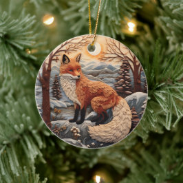 3D Fox Chirstmas Keramik Ornament