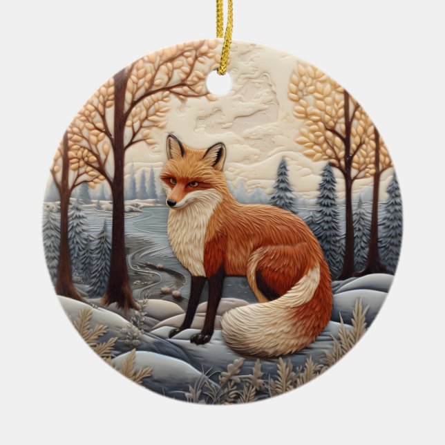 3D Fox Chirstmas Keramik Ornament (Vorne)