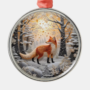 3D Fox im Winter Wunderland Weihnachten Ornament Aus Metall
