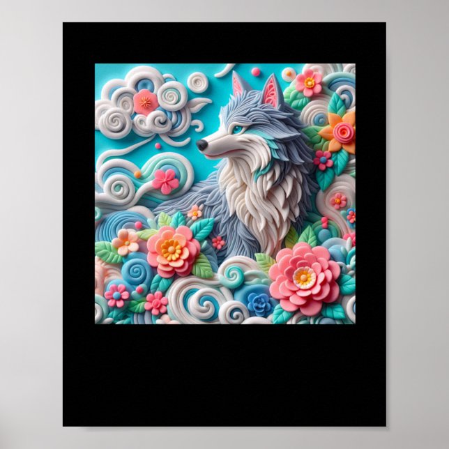 3d Fox Sticker Poster (Vorne)