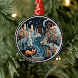 3D Fox Woodland Animal Chirstmas Ornament Aus Metall
