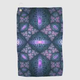 3D Fraktal Art Abstraktes Muster Blau Lila Pink Golfhandtuch
