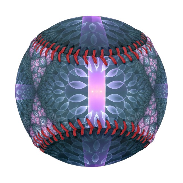 3D Fraktal Art Muster Türkisch Lila rosa Baseball (Vorderseite)
