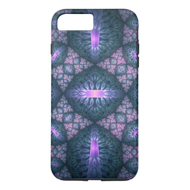 3D Fraktal Art Muster Türkisch Lila rosa Case-Mate iPhone Hülle (Rückseite)