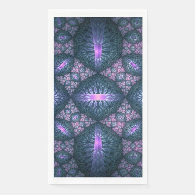 3D Fraktal Art Muster Türkisch Lila rosa Serviette (Vorderseite)