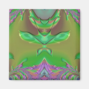 3D-Fraktal Design Grün Lila Orange Magnet