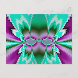 ~ 3D-Fraktal Design Muster ~ Grün Lila Postkarte