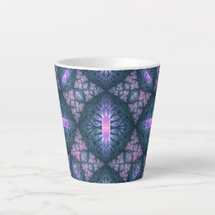 3D-Fraktal-Kunst abstraktes Muster Blau Lila Rosa Milchtasse