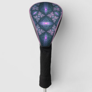 3D-Fraktal-Kunstmuster Türkis Lila Rosa Golf Headcover