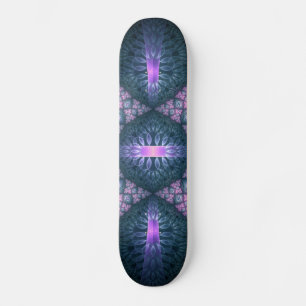 3D-Fraktal-Kunstmuster Türkis Lila Rosa Skateboard