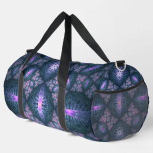 3D-Fraktalkunst abstraktes Muster Blau Lila Rosa Duffle Bag