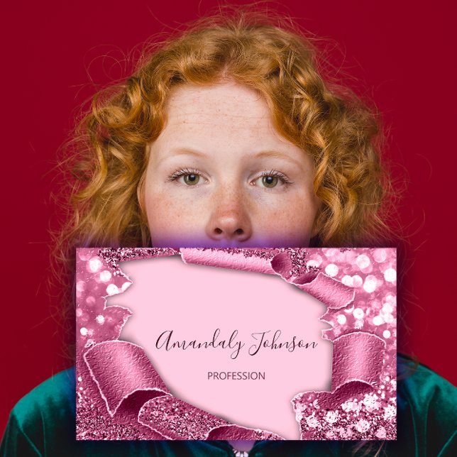 3D-Frame-Glitzer Makeup Event-Plan rosa Visitenkarte (3D Frame Glitter Makeup Event Planner Pink Business Card)