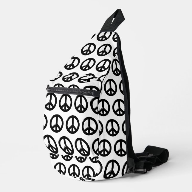 3D-Friedenssymbol Schwarz Crossbody Bag (Rechte Ecke)