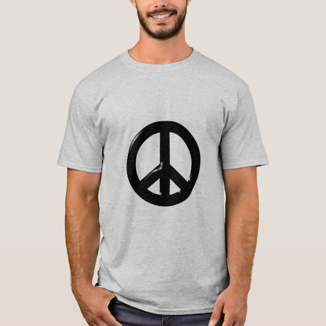 3D-Friedenssymbol Schwarz T-Shirt (Vorderseite)