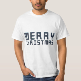 3D Frohe Weihnachten Blauer Text Design T-Shirt