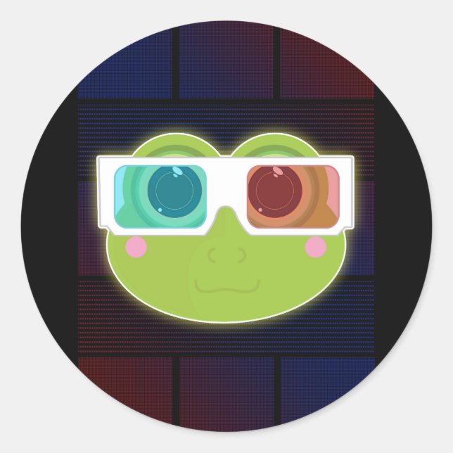 3D Frosch Runder Aufkleber (Vorderseite)