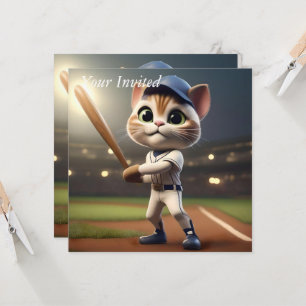 3D Funny Baseball Cat, Einladung