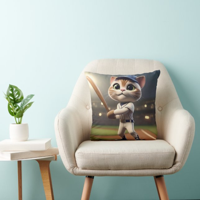 3D Funny Baseball Cat, Kissen (Stuhl )