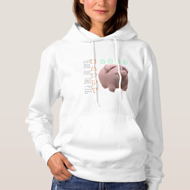 3D Funny Pig 2 Chinesisches Neujahr W Hoodie (Vorderseite)