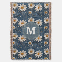 3D-Gänseblümchen-Stickerei-Denim-Blanket mit indiv