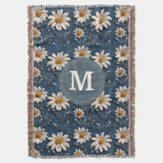 3D-Gänseblümchen-Stickerei-Denim-Blanket mit indiv Decke