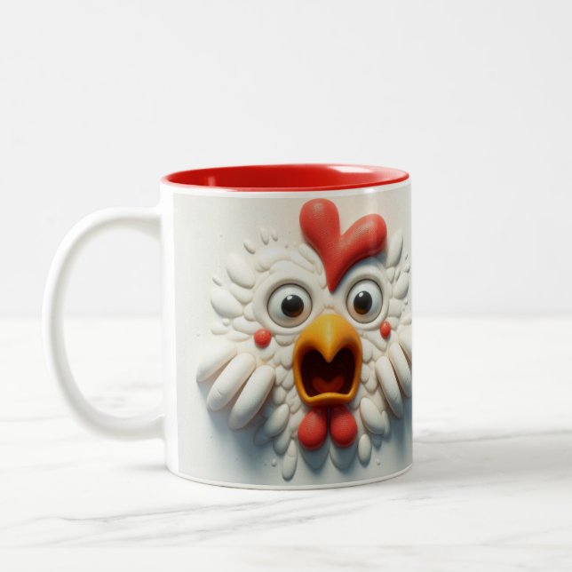 3D-gefürchtete Hühner Funny Animals Zweifarbige Tasse (Links)
