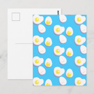 3D Gekochte und frittierte Eier Postkarte