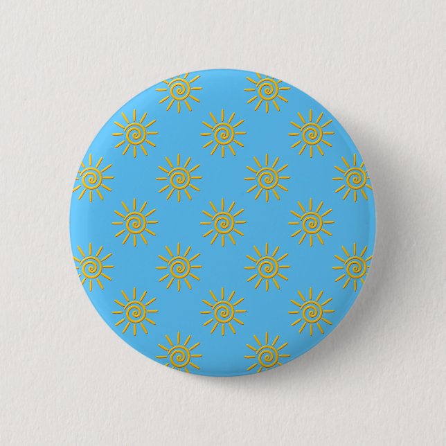 3D-Gelbe Sonnensegel Zeichnend Muster Button (Vorderseite)