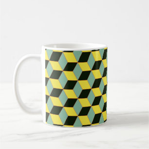3D-geometrisch Vintages nahtloses Muster mit c Kaffeetasse