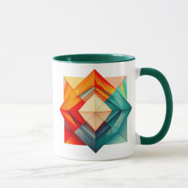 3D geometrisches Bild und Reliefeffekt. Tasse