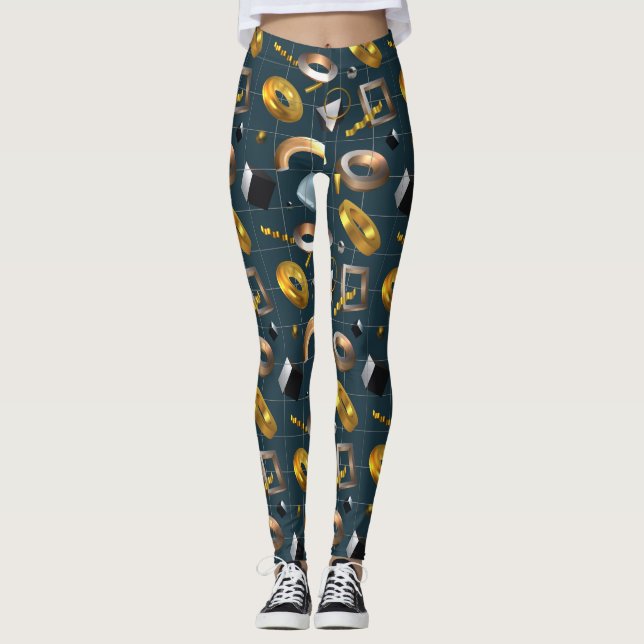 3D geometrisches Muster Leggings (Vorderseite)