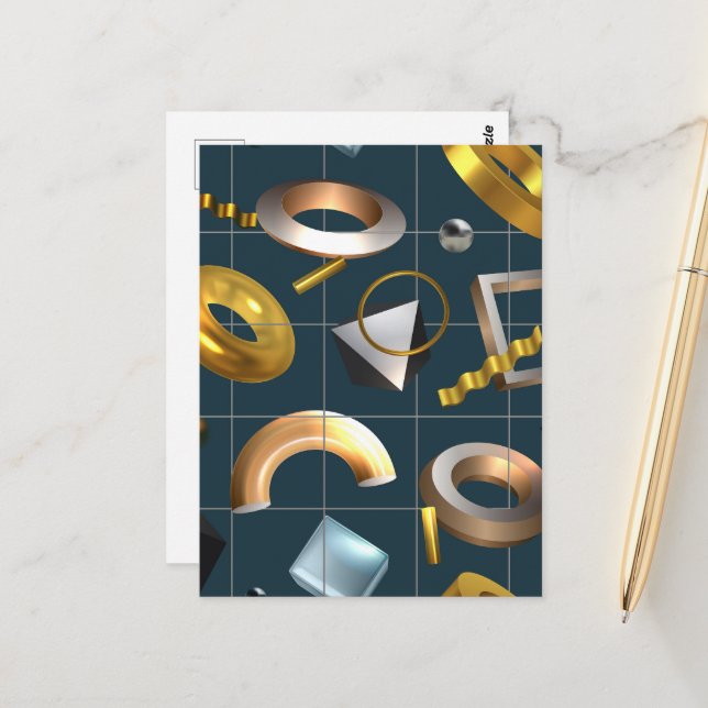 3D Geometrisches Muster Postkarte (Vorderseite/Rückseite Beispiel)