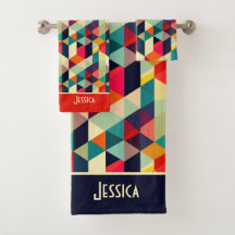 3D Geometrisches Muster RETRO Mit Monogramm Name