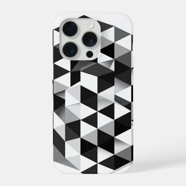 3D Geometrisches Würfel Monochrome Illusionsmuster iPhone Hülle (Rückseite)