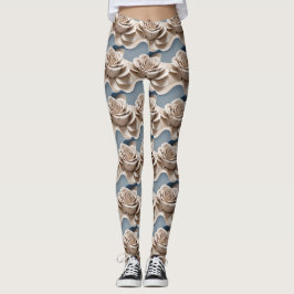 3D-gerenderte Rosen in Blautönen und Weiß Leggings