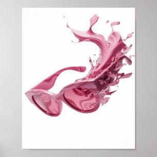 3D GERENDERTER ABSTRAKTER ROSA UND WEISER FARBSPLA POSTER