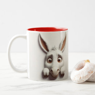 3D-gescannte Donkey-Funny-Tiere Zweifarbige Tasse