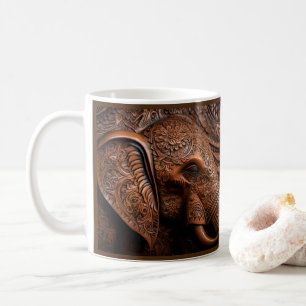3D-geschichteter Lederschau gedruckter Elefant Kaffeetasse
