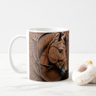 3D-geschliffenes Lederschau gedrucktes Western Pfe Kaffeetasse