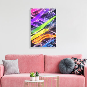 3D-Glasband-Skulptur mit Regenbogenlicht Neo Leinwanddruck